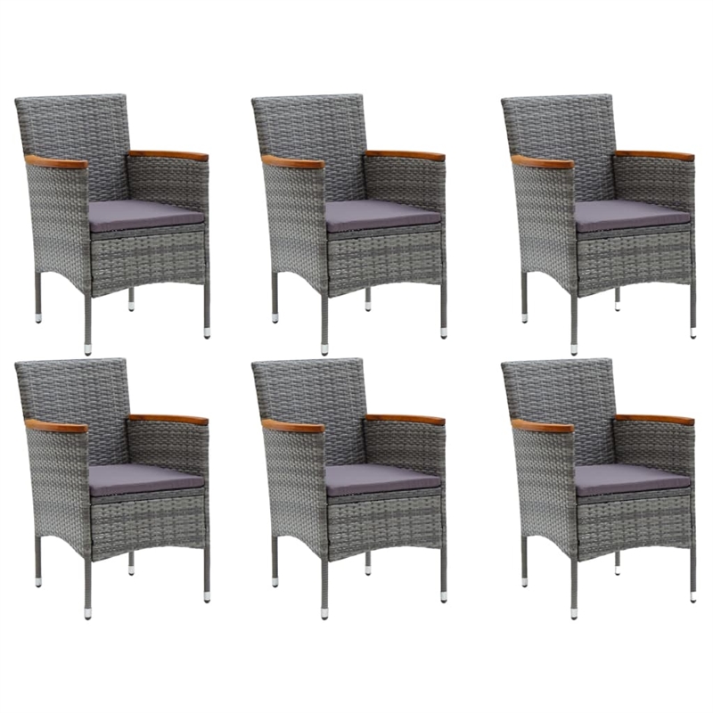 Afuera Living Solid Acacia Wood/Powder-Coated Steel/PE Rattan Dining Set in Gray