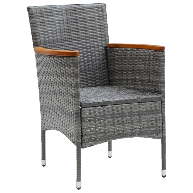 Afuera Living Solid Acacia Wood/Powder-Coated Steel/PE Rattan Dining Set in Gray