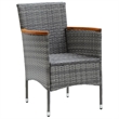 Afuera Living Solid Acacia Wood/Powder-Coated Steel/PE Rattan Dining Set in Gray