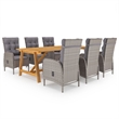 Afuera Living Solid Acacia Wood/PE Rattan/Powder-Coated Steel Dining Set in Gray