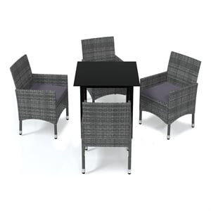 Afuera Living PE Rattan Medium Lightweight 5 Piece Dining Set Dining Set in Gray