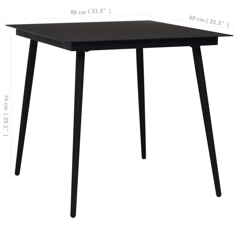 Afuera Living Cotton Rope/Powder-Coated Steel/Tempered Glass Dining Set in Black