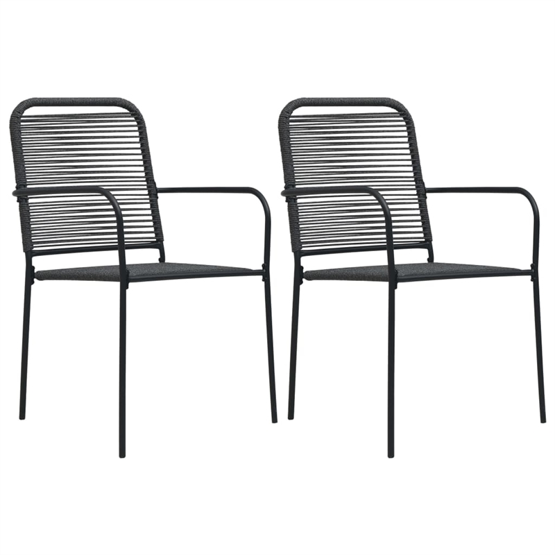 Afuera Living Cotton Rope/Powder-Coated Steel/Tempered Glass Dining Set in Black