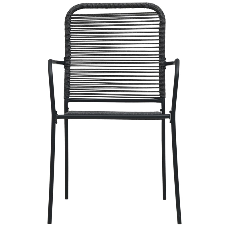 Afuera Living Cotton Rope/Powder-Coated Steel/Tempered Glass Dining Set in Black
