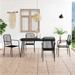Afuera Living Cotton Rope/Powder-Coated Steel/Tempered Glass Dining Set in Black