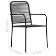 Afuera Living Cotton Rope/Powder-Coated Steel/Tempered Glass Dining Set in Black