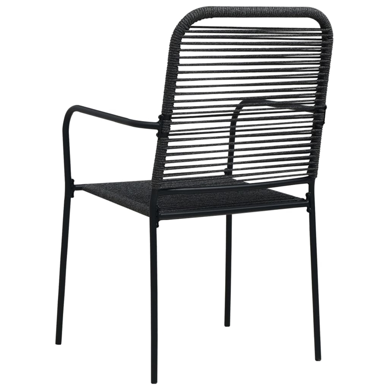 Afuera Living Cotton Rope/Powder-Coated Steel/Tempered Glass Dining Set in Black