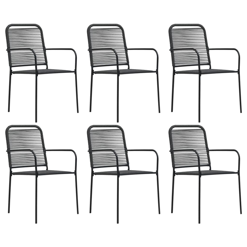 Afuera Living Cotton Rope/Powder-Coated Steel/Tempered Glass Dining Set in Black