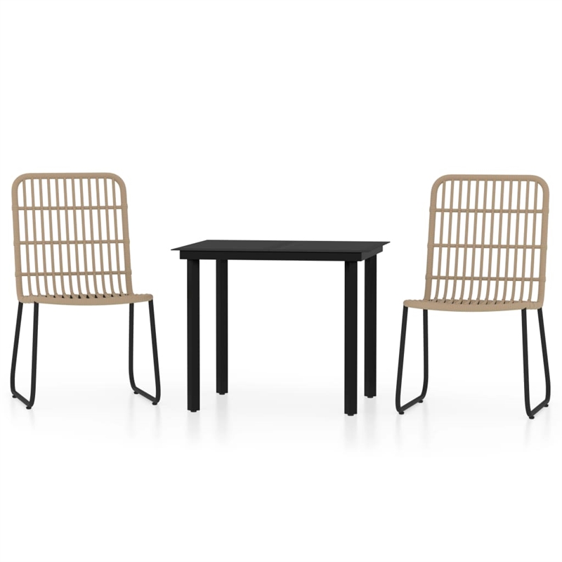 Afuera Living PE Rattan and Powder-Coated Steel Standard Dining Set in Oak/Black