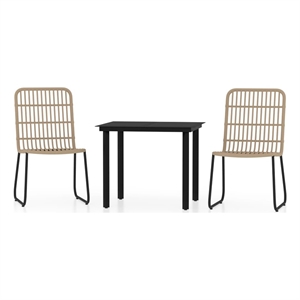 Afuera Living PE Rattan and Powder-Coated Steel Standard Dining Set in Oak/Black