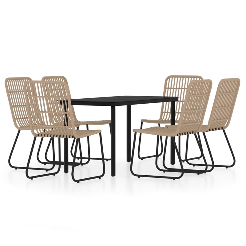 Afuera Living PE Rattan and Powder-Coated Steel Standard Dining Set in Oak/Black