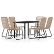 Afuera Living PE Rattan and Powder-Coated Steel Standard Dining Set in Oak/Black
