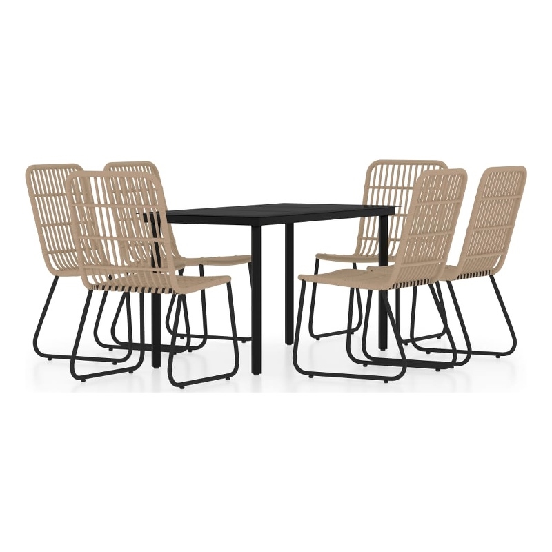 Afuera Living PE Rattan and Powder-Coated Steel Standard Dining Set in Oak/Black