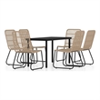 Afuera Living PE Rattan and Powder-Coated Steel Standard Dining Set in Oak/Black