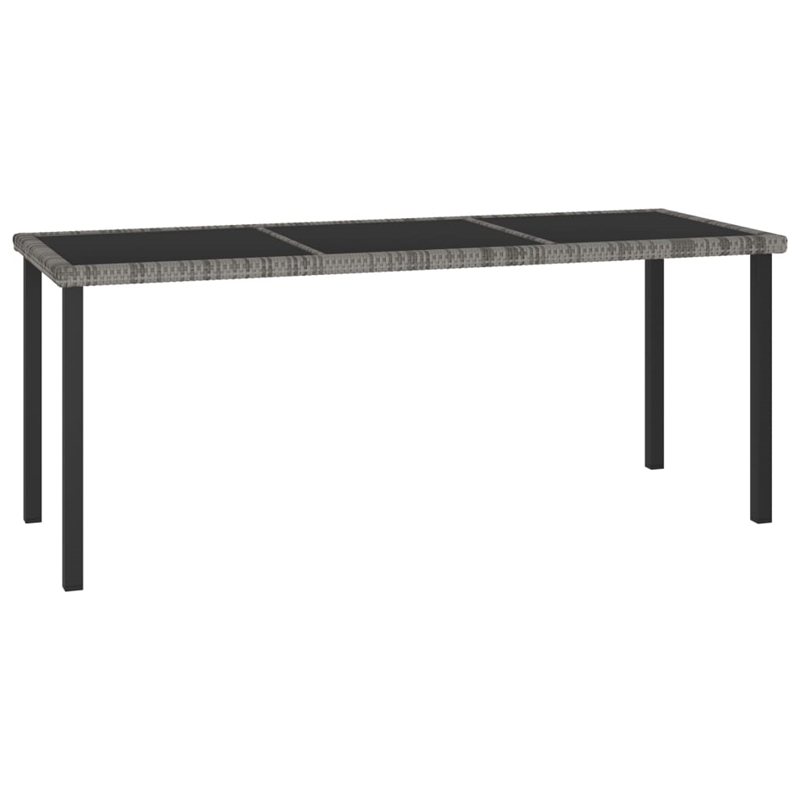 Afuera Living Dining Set in Gray and Black Poly Rattan/Powder-Coated Steel/Glass