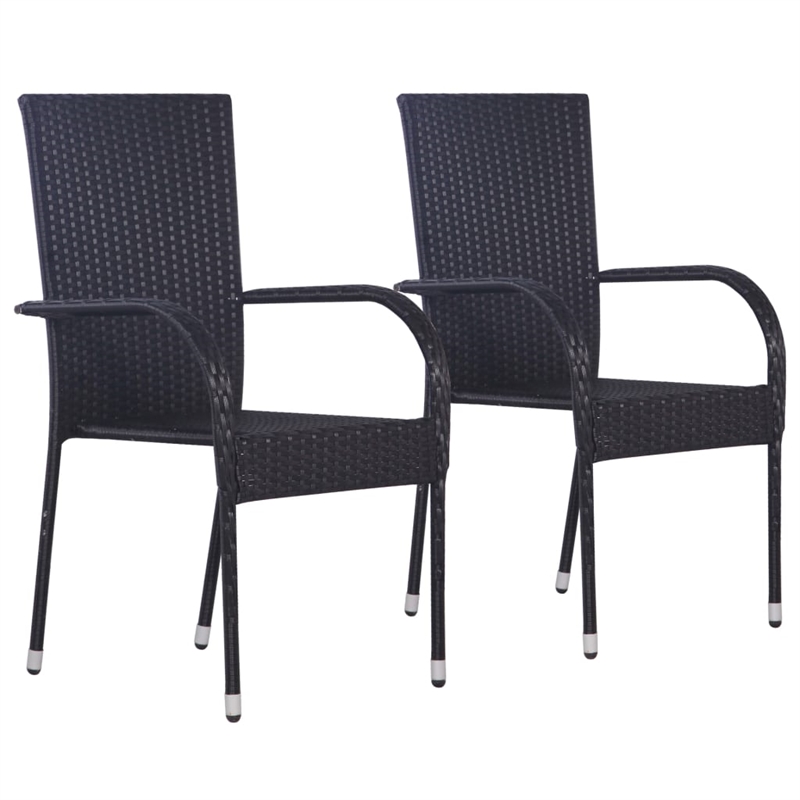 Afuera Living Dining Set in Black Solid Acacia Wood Compact Stackable Dining Set