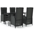 Afuera Living PE Rattan Medium Multi-Position Backrest Patio Dining Set in Black
