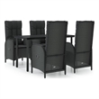 Afuera Living PE Rattan Medium Multi-Position Backrest Patio Dining Set in Black