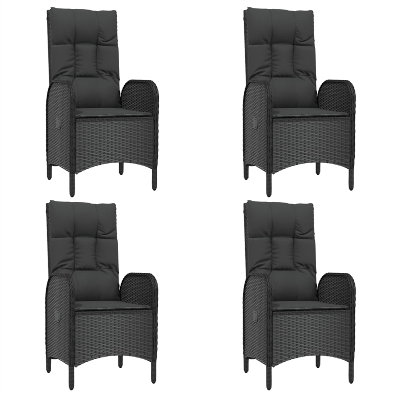 Afuera Living PE Rattan Medium Multi-Position Backrest Patio Dining Set in Black