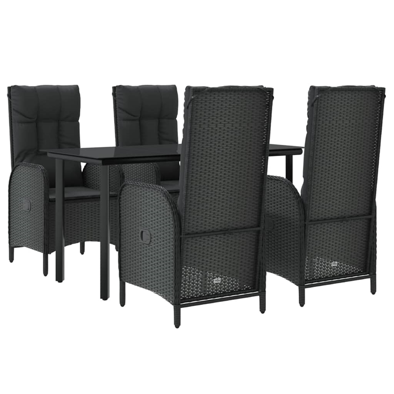 Afuera Living PE Rattan Medium Multi-Position Backrest Patio Dining Set in Black