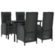 Afuera Living PE Rattan Medium Multi-Position Backrest Patio Dining Set in Black