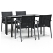 Afuera Living Poly Rattan/Steel/Tempered Glass Medium Garden Dining Set in Black