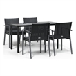 Afuera Living Poly Rattan/Steel/Tempered Glass Medium Garden Dining Set in Black