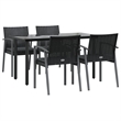 Afuera Living Poly Rattan/Steel/Tempered Glass Medium Garden Dining Set in Black