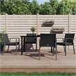 Afuera Living Poly Rattan/Steel/Tempered Glass Medium Garden Dining Set in Black