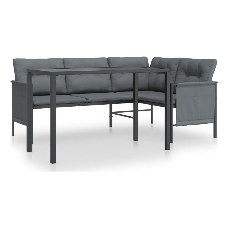Afuera Living Steel/Textilene/Fabric Medium Garden Dining Set in Anthracite/Gray