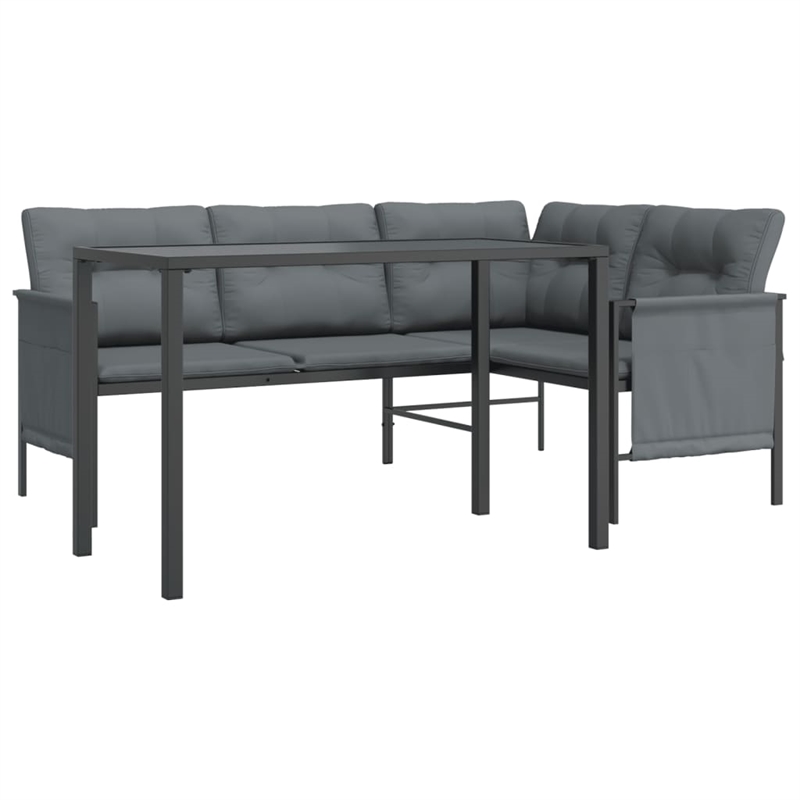 Afuera Living Steel/Textilene/Fabric Medium Garden Dining Set in Anthracite/Gray