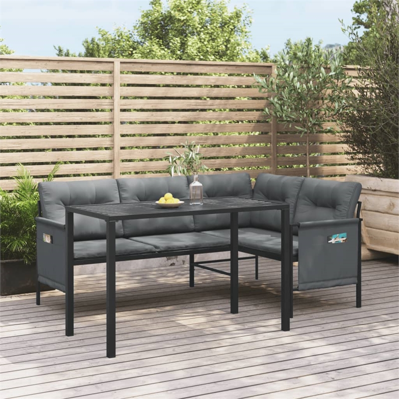 Afuera Living Steel/Textilene/Fabric Medium Garden Dining Set in Anthracite/Gray
