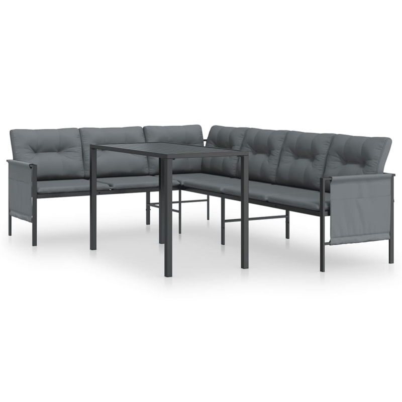 Afuera Living Steel Large Stackable Garden Dining Set in Anthracite/Gray