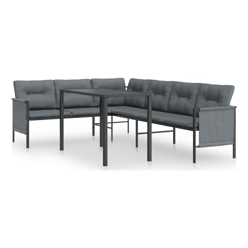 Afuera Living Steel Large Stackable Garden Dining Set in Anthracite/Gray