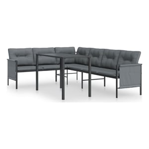Afuera Living Steel Large Stackable Garden Dining Set in Anthracite/Gray