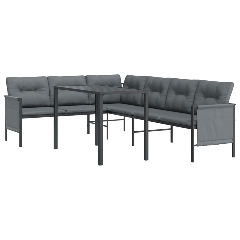 Afuera Living Steel Large Stackable Garden Dining Set in Anthracite/Gray