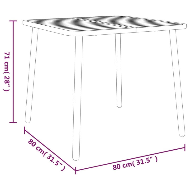 Afuera Living Steel Small Stackable Garden Dining Set in Anthracite/Gray