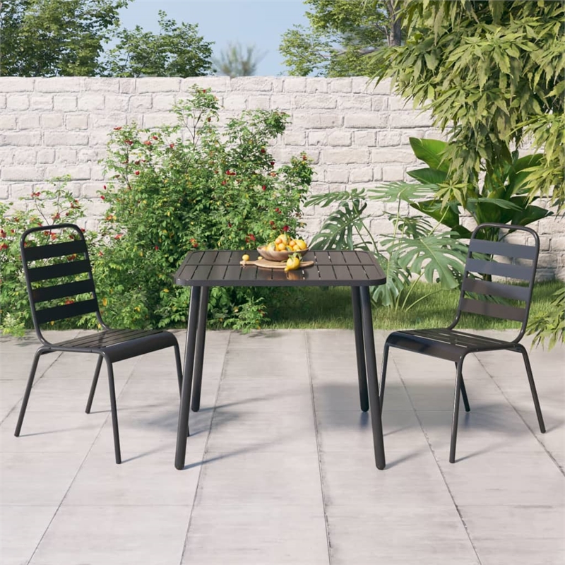 Afuera Living Steel Small Stackable Garden Dining Set in Anthracite/Gray