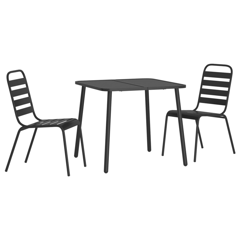 Afuera Living Steel Small Stackable Garden Dining Set in Anthracite/Gray