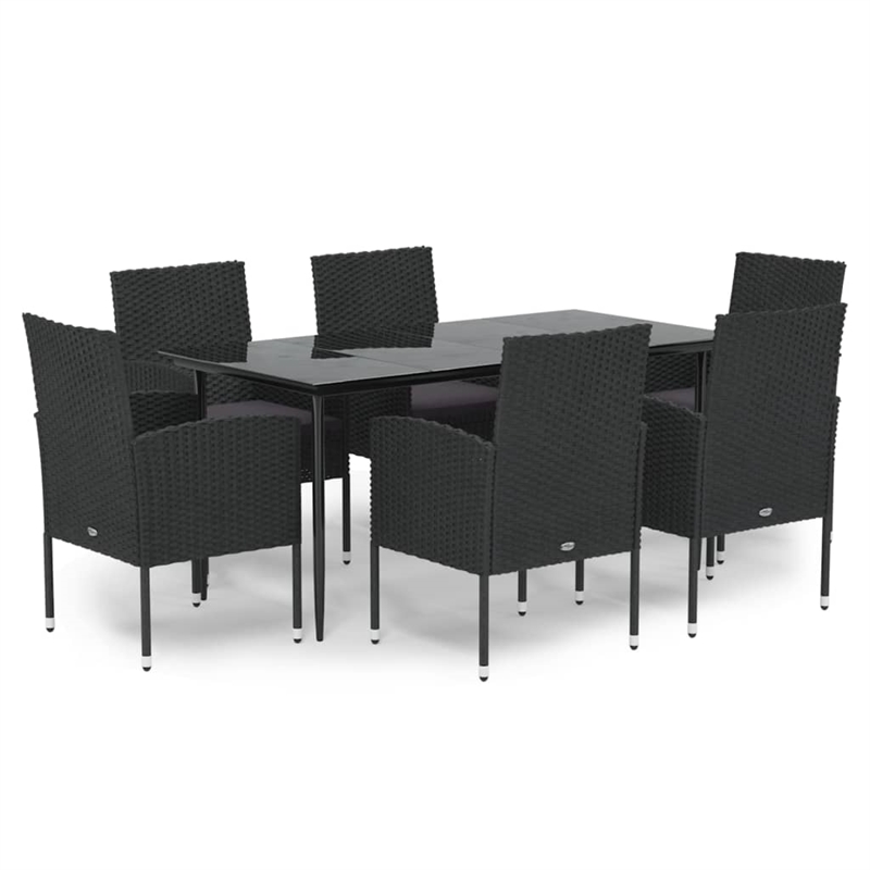 Afuera Living Poly Rattan 7 Piece Set Durable Garden Dining Set in Black