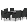 Afuera Living Poly Rattan 7 Piece Set Durable Garden Dining Set in Black