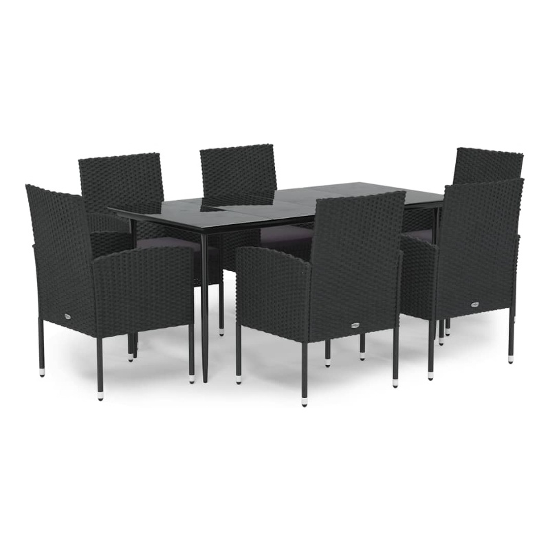 Afuera Living Poly Rattan 7 Piece Set Durable Garden Dining Set in Black