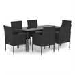 Afuera Living Poly Rattan 7 Piece Set Durable Garden Dining Set in Black