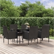 Afuera Living Poly Rattan 7 Piece Set Durable Garden Dining Set in Black