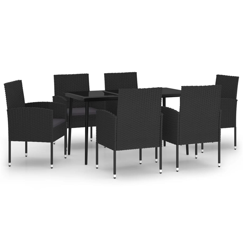 Afuera Living Powder-Coated Steel & PE Rattan Garden Dining Set in Black