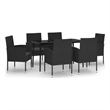 Afuera Living Powder-Coated Steel & PE Rattan Garden Dining Set in Black