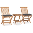 Afuera Living Teak 3 Piece Set Foldable Round Outdoor Dining Set in Gray