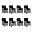 Afuera Living Outdoor Dining Set in Light Gray and Black Round PE Rattan
