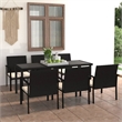 Afuera Living Dining Set in Black Poly Rattan Large Stackable Dining Set
