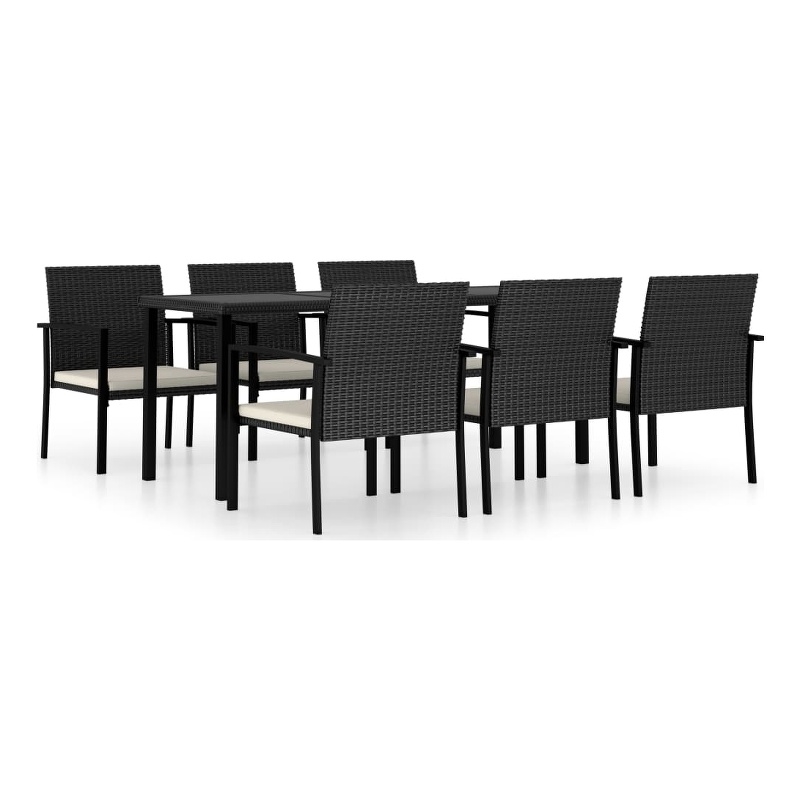 Afuera Living Dining Set in Black Poly Rattan Large Stackable Dining Set